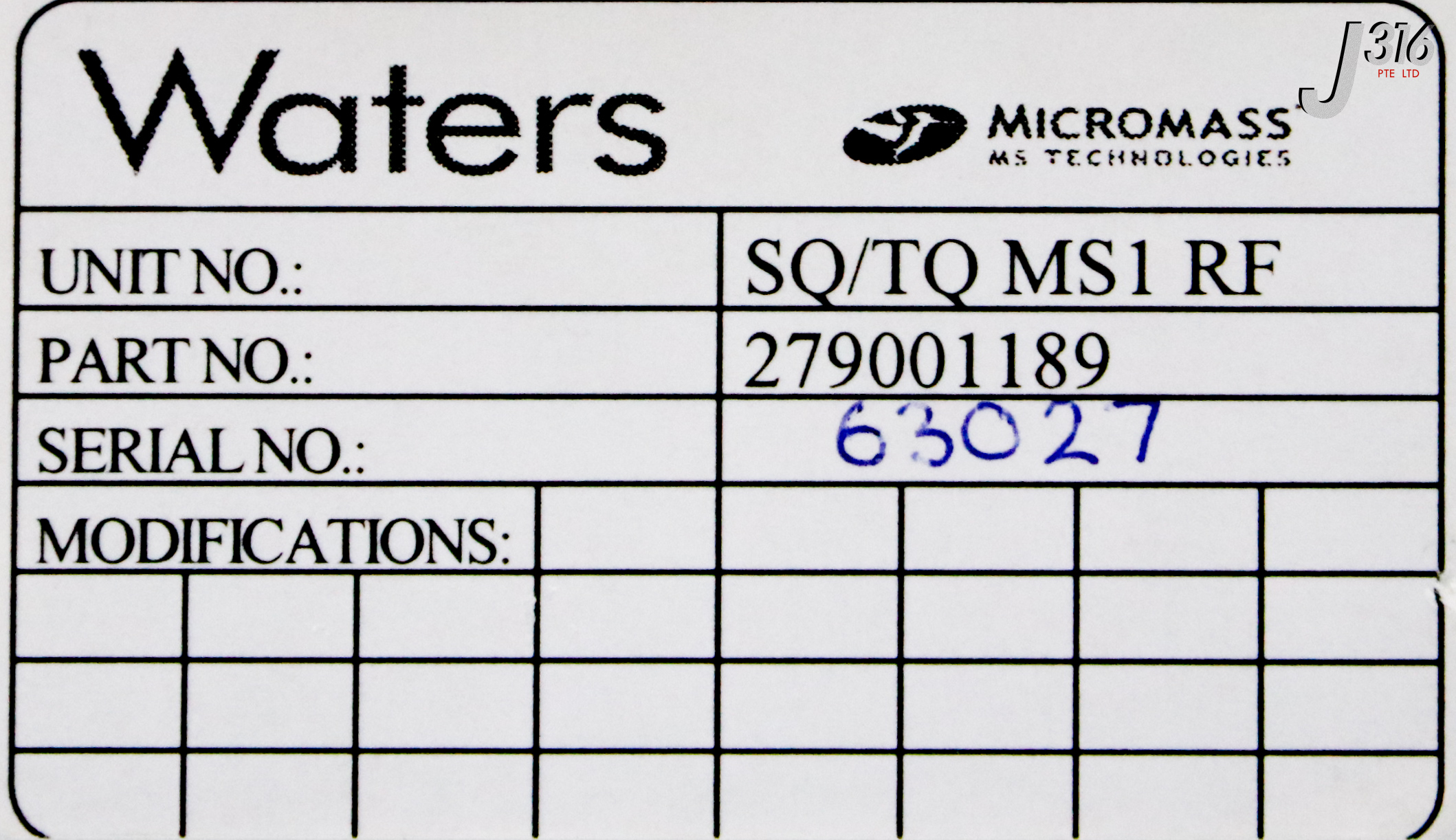 36279 WATERS MICROMASS SQ/TQ MS1 RF GENERATOR ASSEMBLY 279001189